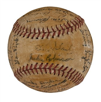 1947 NL Champion Brooklyn Dodgers Team Signed Ball (22 Signatures w/ Robinson Rookie Signature, Snider,and George Sisler) (JSA)